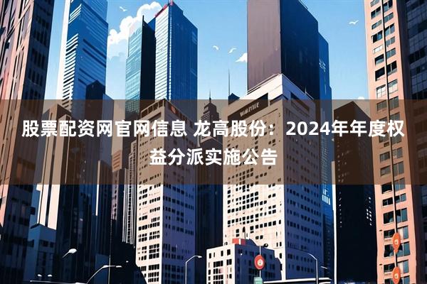 股票配资网官网信息 龙高股份：2024年年度权益分派实施公告